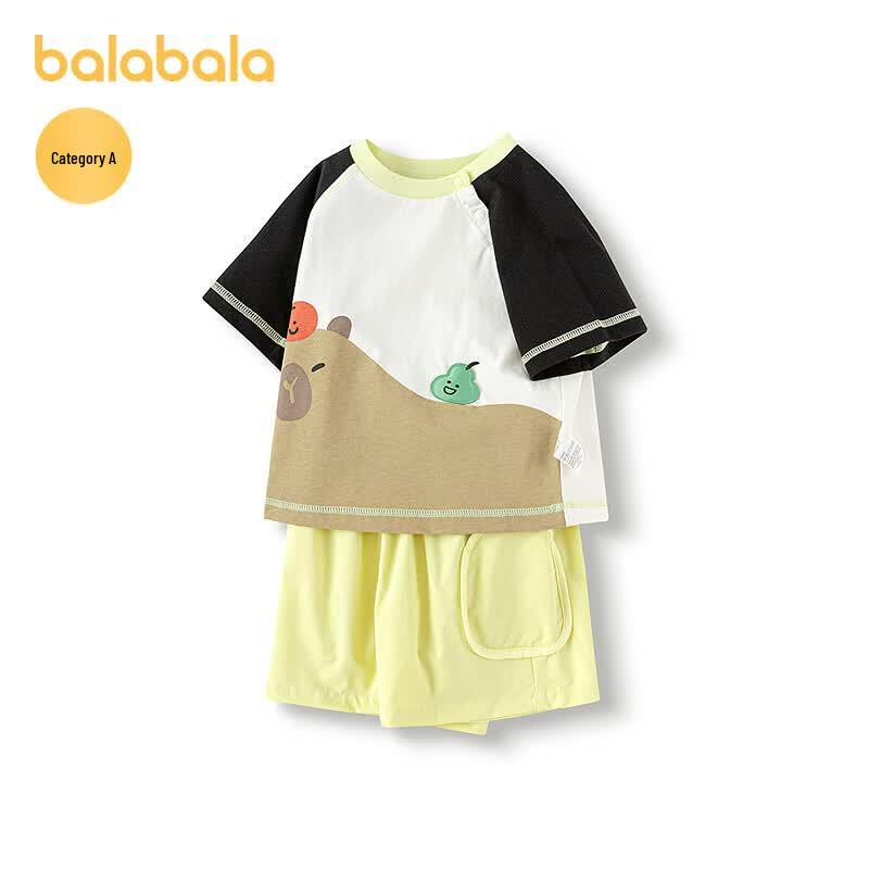Balabala Kids' Summer Short-Sleeve Two-Piece Set