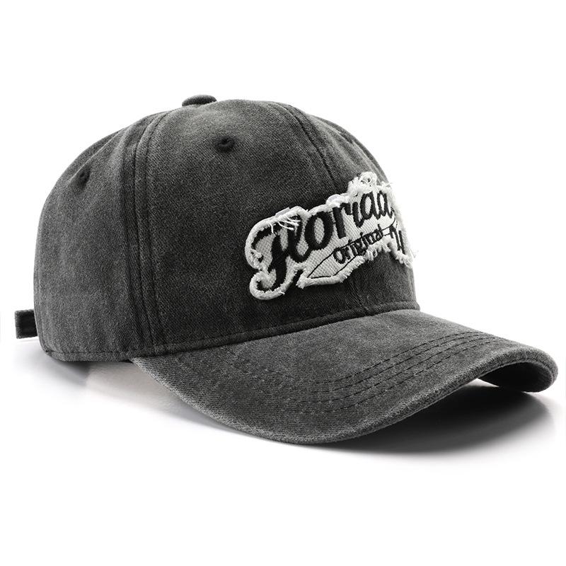 Women's washed letter baseball cap, outdoor sports cap, men's travel sun hat, duckbill cap