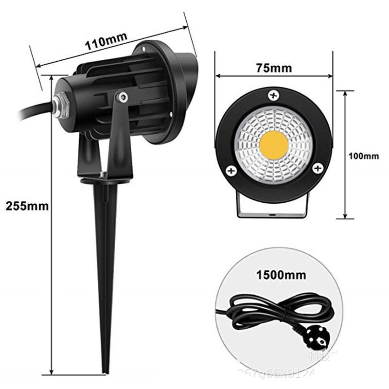 Lampă LED COB Spike pentru gazon, impermeabilă, RGB, 7 culori, schimbarea telecomenzii, iluminare pentru cărarea de grădină.