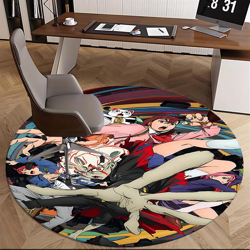 1pc Anime Demon Slayer Design Round Carpet - Office Chair Mat, Non-Slip Rug for Home Decor, Living Room