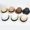 Fashion Men Women Straw Hat Contrast Ribbon Fedora Curly Brim Unisex Panama Jazz Trilby Hat Cap