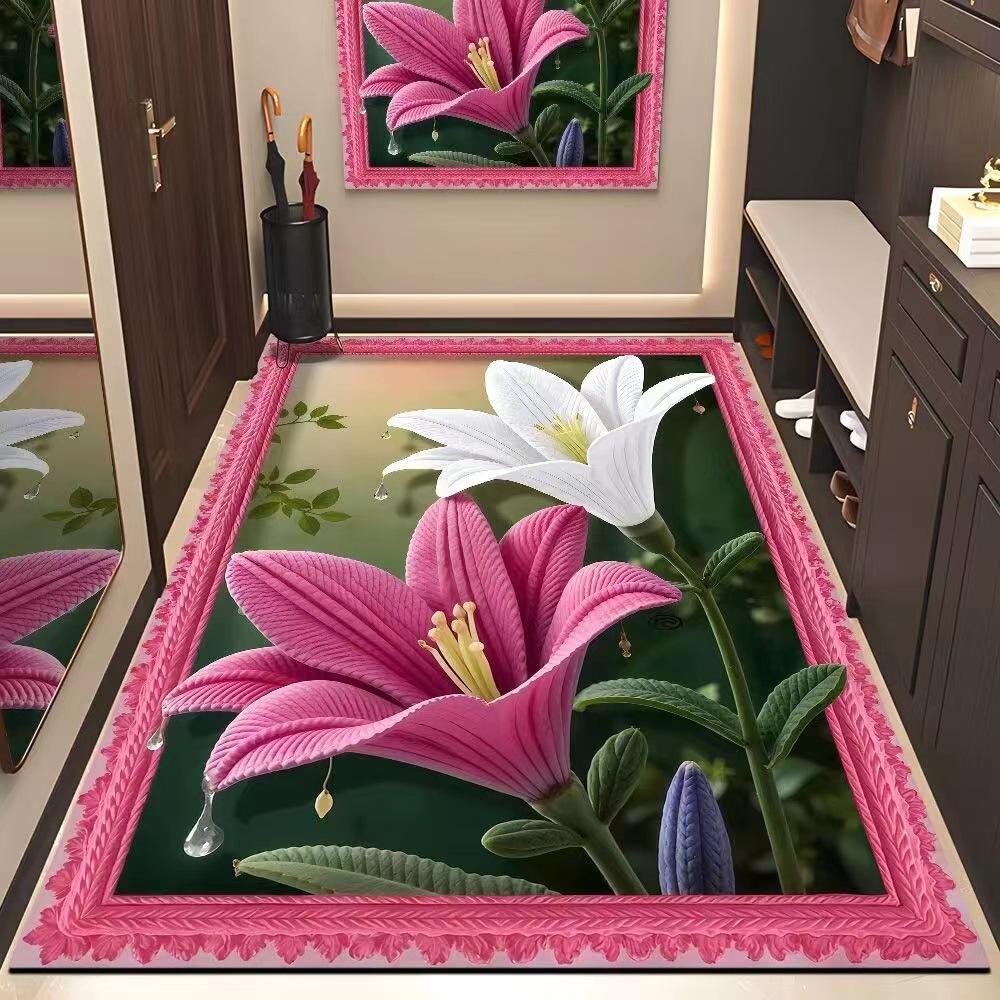 3D Květinový Koberec Chodba Protiskluzová Absorpční Podložka na Podlahu Vstupní Dveře Rohožka Protiskluzová Podložka