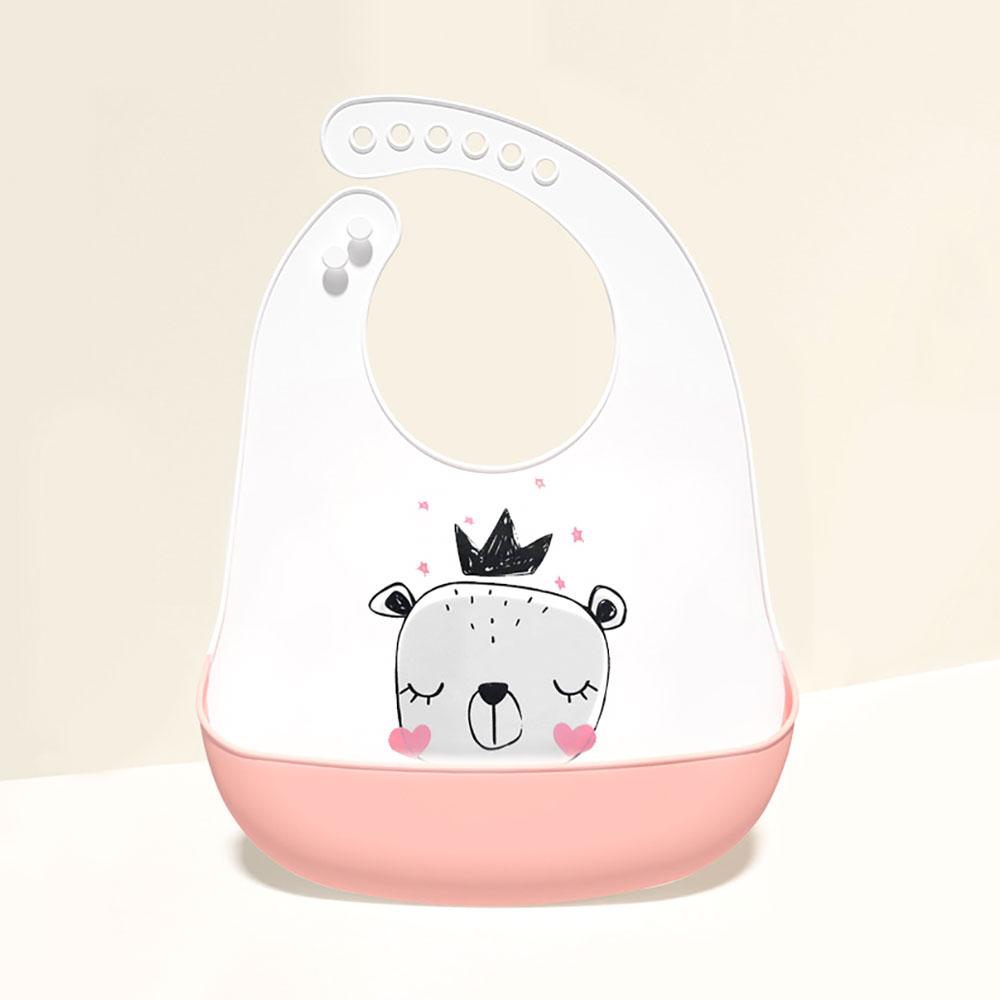 Silicone World 1PC Waterproof Bibs Baby Kids Stuff Cute Cartoon Printed Kids Bib Adjustable Soft Silicone Bib Baby Feeding Stuff