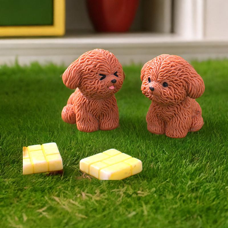 Figurka Miniaturní Roztomilé hnědé plyšové štěně pejska Micro Krajina Ornamenty Pro bytové dekorace Kawaii Animal Dekorace na plochu