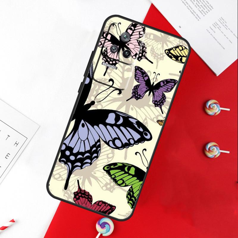 Luxury Blue Butterfly Butterflies Cover For Xiaomi 13T 11T 12T 14T Pro 13 14 15 Ultra POCO X7 Pro X3 X5 X6 F5 F6 M6 Pro Case