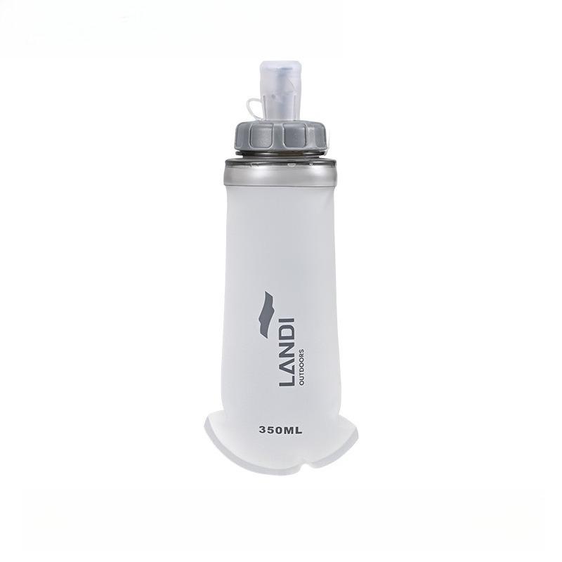 Sports Water Bottle Foldable Off Road Outdoor Sports Running Mountaineering Portable Soft Water Bag 350ml серый