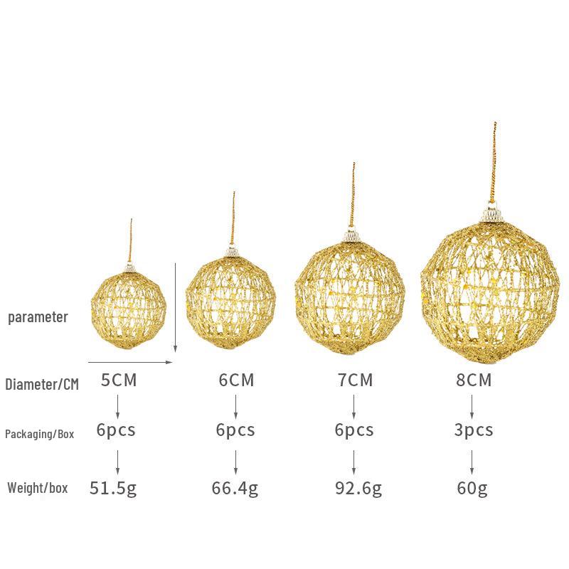 New Gold Wrought Iron Hollow Ball Ornaments for Christmas Tree