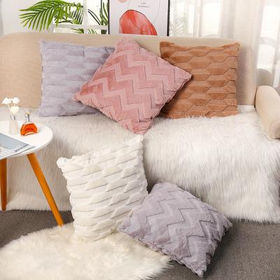 Seamed Rabbit Fur Pillowcase, Living Room Sofa Cover, Car Cushion Cover, Bay Window Cushion, Office Waist Protector