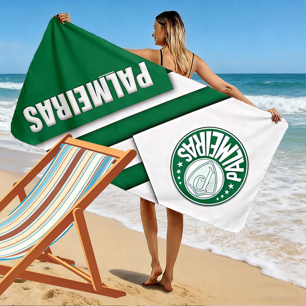 Beach Towel with Palmeiras Brazilian Football Crest, Quick Dry Lightweight, Ultra Soft Absorbent, for Vacation Pool Gift