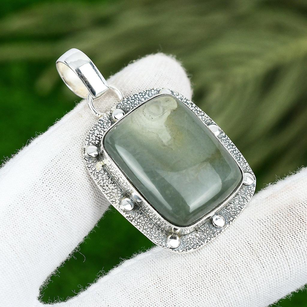 Memorial Day Sale Polychrome Jasper Stone Sterling Silver Boho Pendant Jewelry