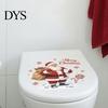 Winter Bathroom Festive Decorations Christmas Toilet Stickers, Funny Santa Claus Waterproof Lid Tank Seat Decals, Ceramic Glaze Safe Decals