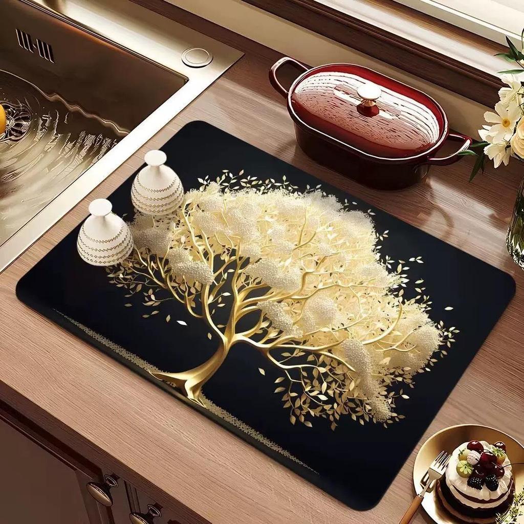 3D Diatom Kitchen Draining Mat - Quick Dry, Non-Slip, Waterproof, Heat-Resistant Countertop Mat