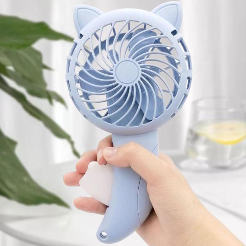 Handpresse-Fächer Cartoon Katzenohr Handventilator Ohne Batterie Manuell Kleiner Kühlventilator für Reisen Outdoor-Aktivitäten