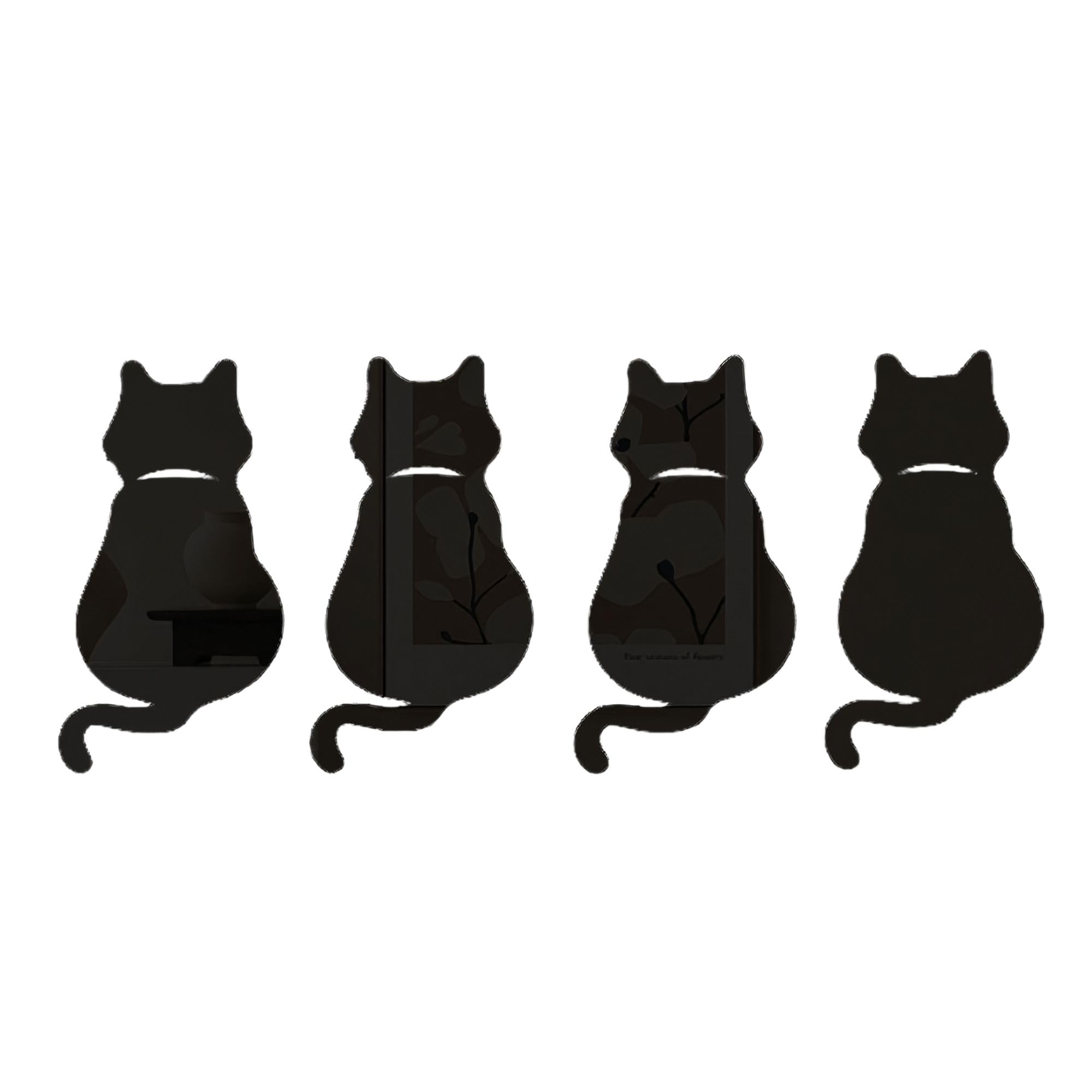 

Leiasnow Wall Sticker Cat Mirror Wall Decal Wall Decor Removable Stylish Mirror Stick-on (4, Black) чёрный