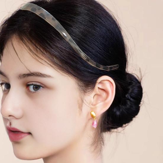 Headband Leopard Print Resin Headband with Anti-Slip Teeth Retro Tortoise Shell