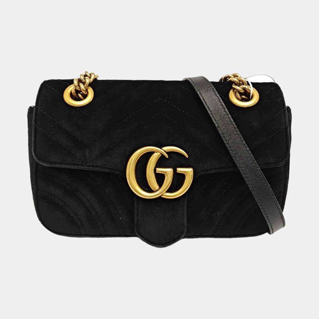 [Usato] Borsa a tracolla mini GG Marmont Serie Logo Vintage Trapuntata in Velluto con Catena - Ottimo #P6DIDQ
