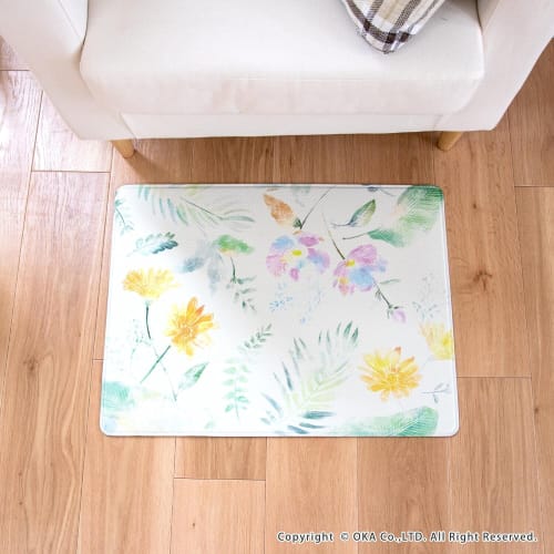 OKA Quick Wipeable Bathroom Mat, Approximately 45cm x 60cm, Gray (Moroccan) (Wipeable PVC)