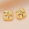 Vintage Elegant Square Design Stud Earrings Classic Unique Textured Metal Jewelry Perfect for Women's Party Wedding Daily Wear
