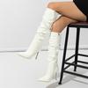 Fashion Patent Leather Women Knee High Boots Sexy Pointed Toe Thin Heels Zipper Ladies Long Female Shoes Zapatos Mujer