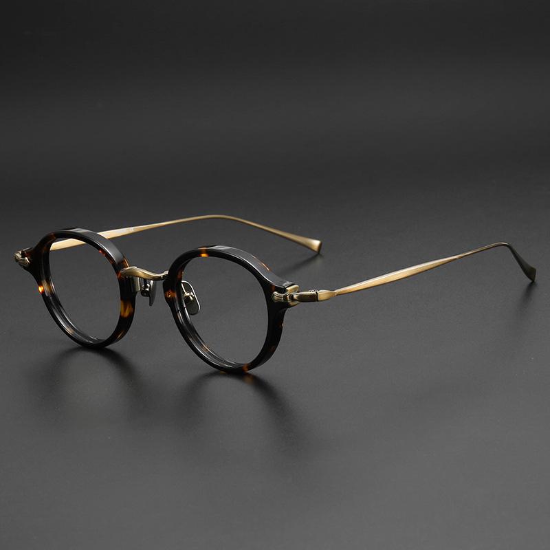 Wannian KMN182 Turtle Retro Oval Titanium Glasses Frames for High Prescription Myopia