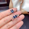 Elegant Simulated Blue Sapphire Couples' Adjustable Wedding Rings