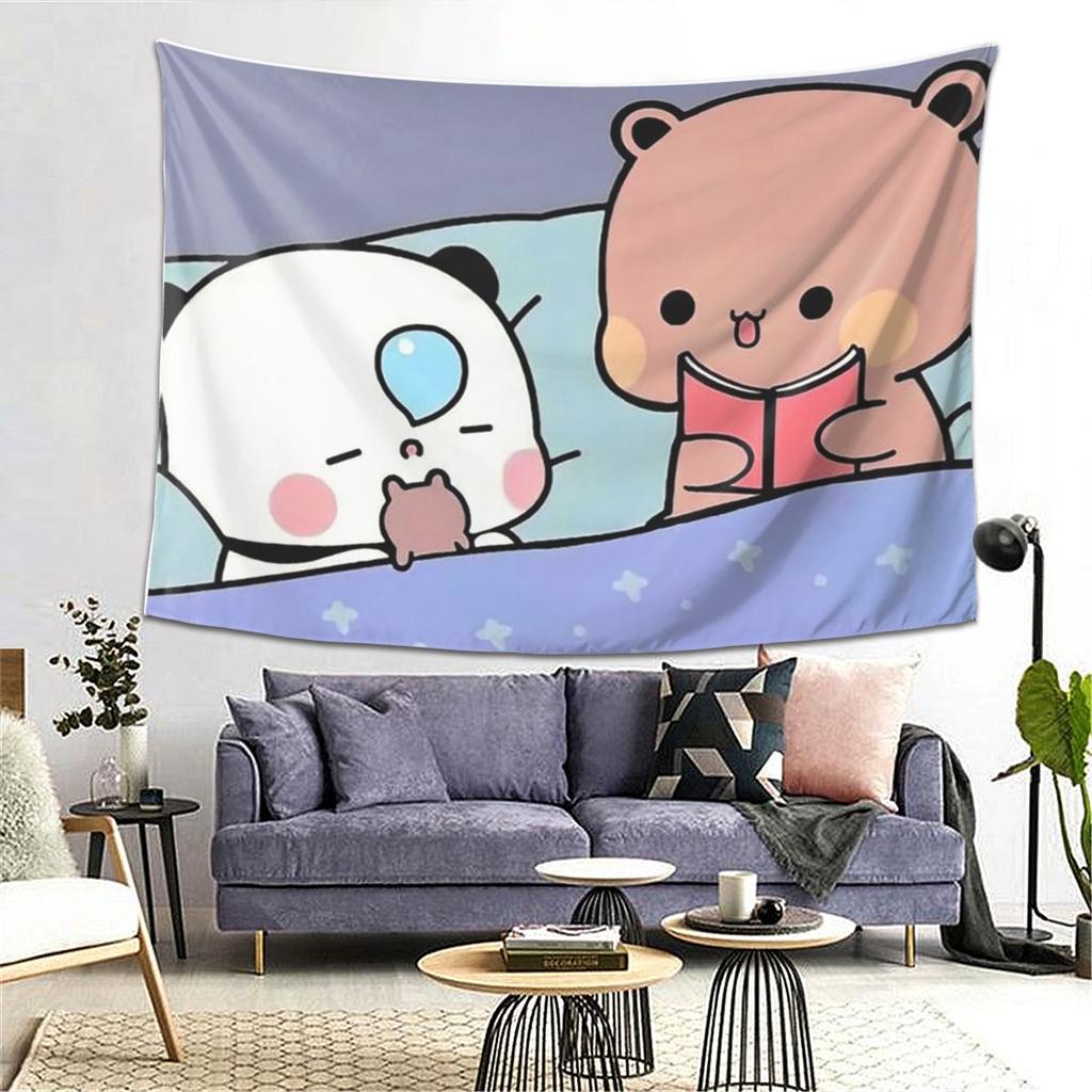 Peach And Goma Bubu Dudu Balloon Tapestry Wall Hanging Aesthetic Home Decoration Tapestries for Dorm Room