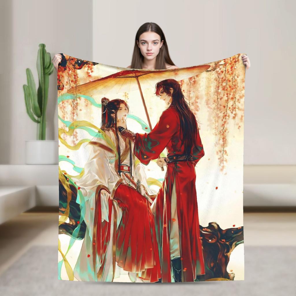 Heaven Official's Blessing Blanket  Soft Funny Plush Throw Blanket For Living Room Decorative Flannel Bedspread Bed Cover