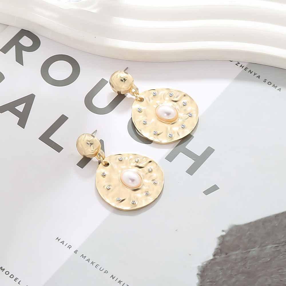 Retro Fine Rhinestone Geometric Round Earrings for Women Ladies Europe and America Style Drop Earrings Banquet Jewelry Wholesale