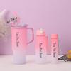 Water bottle explosion gradual change three-piece plastic cup 10oz large capacity straw ice cup outdoor portable handle
