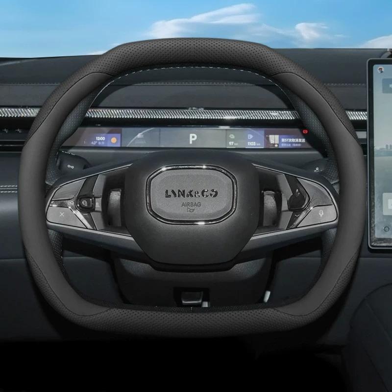 Leather Car Steering Wheel Cover for Lynk & Co Z20 900 Z10 08 EM-P 2025 2026 Interior Protective Accessories Styling Parts