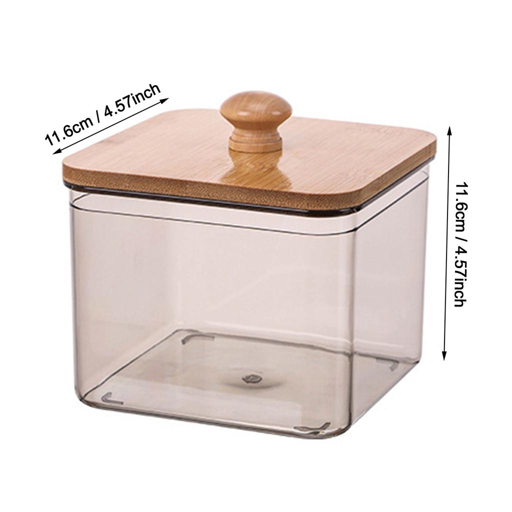 Laundry Room Storage Box With Bamboo Lid For Laundry Powder Home Living Room Coffee Table Desktop Creative Cotton Swab Box