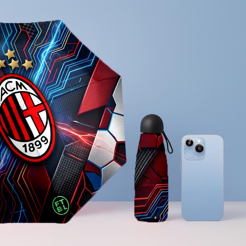 Parapluie Pliant Compact Mini 5 Plis 8 Baleines Imprimé Motif AC Milan Coupe-vent Imperméable Léger Portable