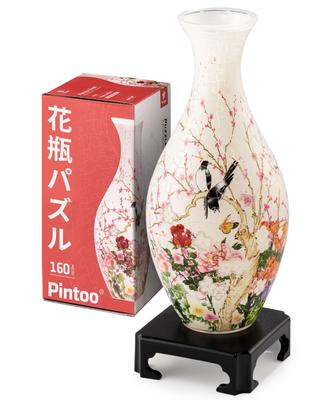 Pinto 3D-Vasenpuzzle Singen im Duft Geeignet für Dekoration 160 Teile "Vögel Blumen" (11x11x24cm) - Ikebana, Hydroponik, Geschenke, [S1035]