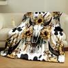 Boho Cow Skull Sunflower Blanket Bedroom Blanket for Livingroom Couch Lunch Break Soft Throw for Friend's Festival Gift