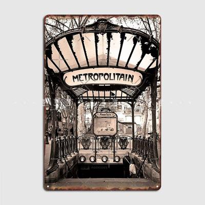 Pariser U-Bahn U-Bahnhof Metropolitain Schild Metallplakette Poster Kneipe Garage Designplaketten Blechschild Poster