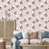 Indian wallpaper with bunnies and feathers for living room and bedroom 50x1000