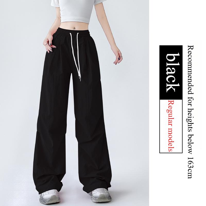 

GMXIA Женские модные повседневные брюки с однотонным принтом и высокой талией и капри XL чёрный