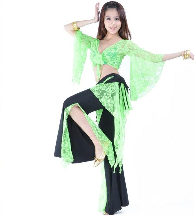 Belly Dance Performance Set Lace Pants Lace Top Oriental Dance Ethnic Dance Belly Dance Performance Set