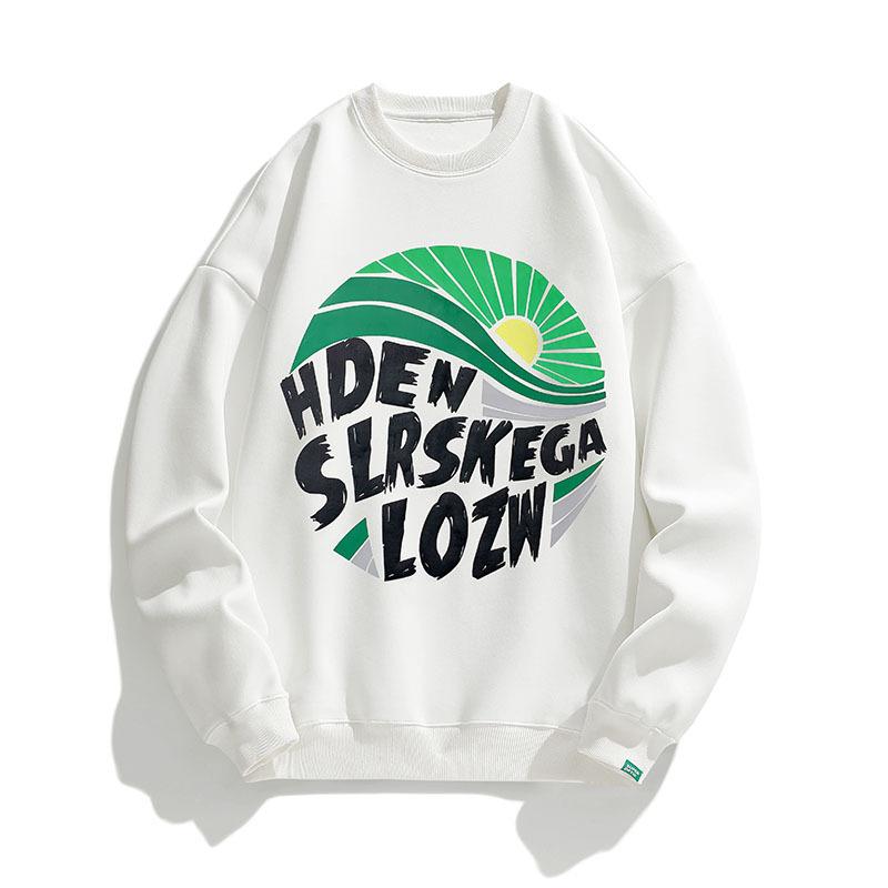 Круглый вырез свитера мужской S Letter Print пуловер верхняя одежда длинный рукав свободный повседневный жакет M 2357₽