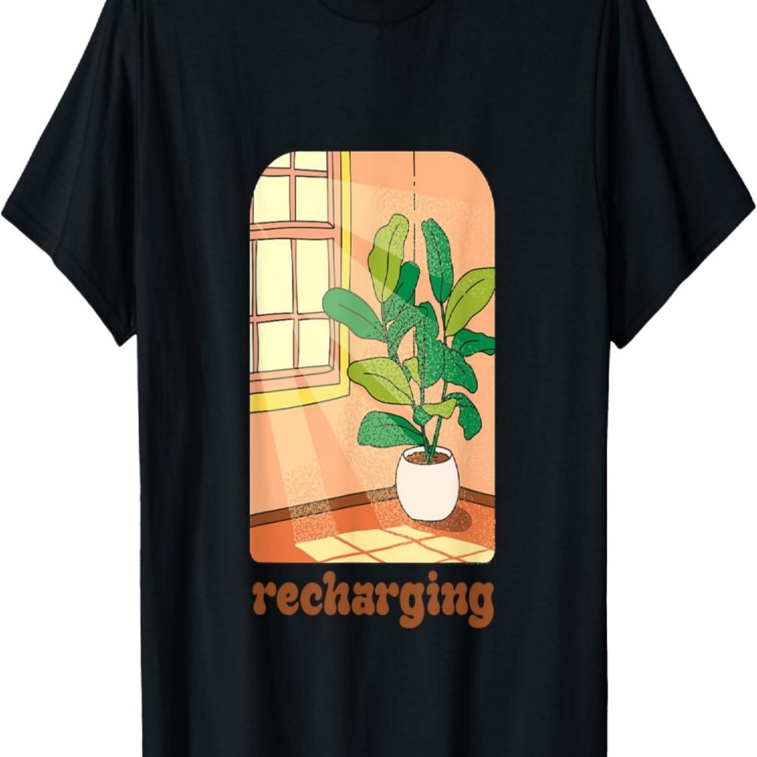 

Recharging Plant Self Love Inspirational Houseplant Lover T-Shirt S чёрный