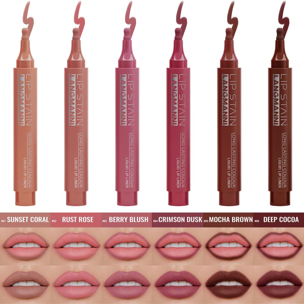 Smink Läppstift Läppar Färg Markörpenna Långvarig Återfuktande Vattentät Matt Läppglans Läppenna Kontur Icke-kladdig Kopp Läppfärg