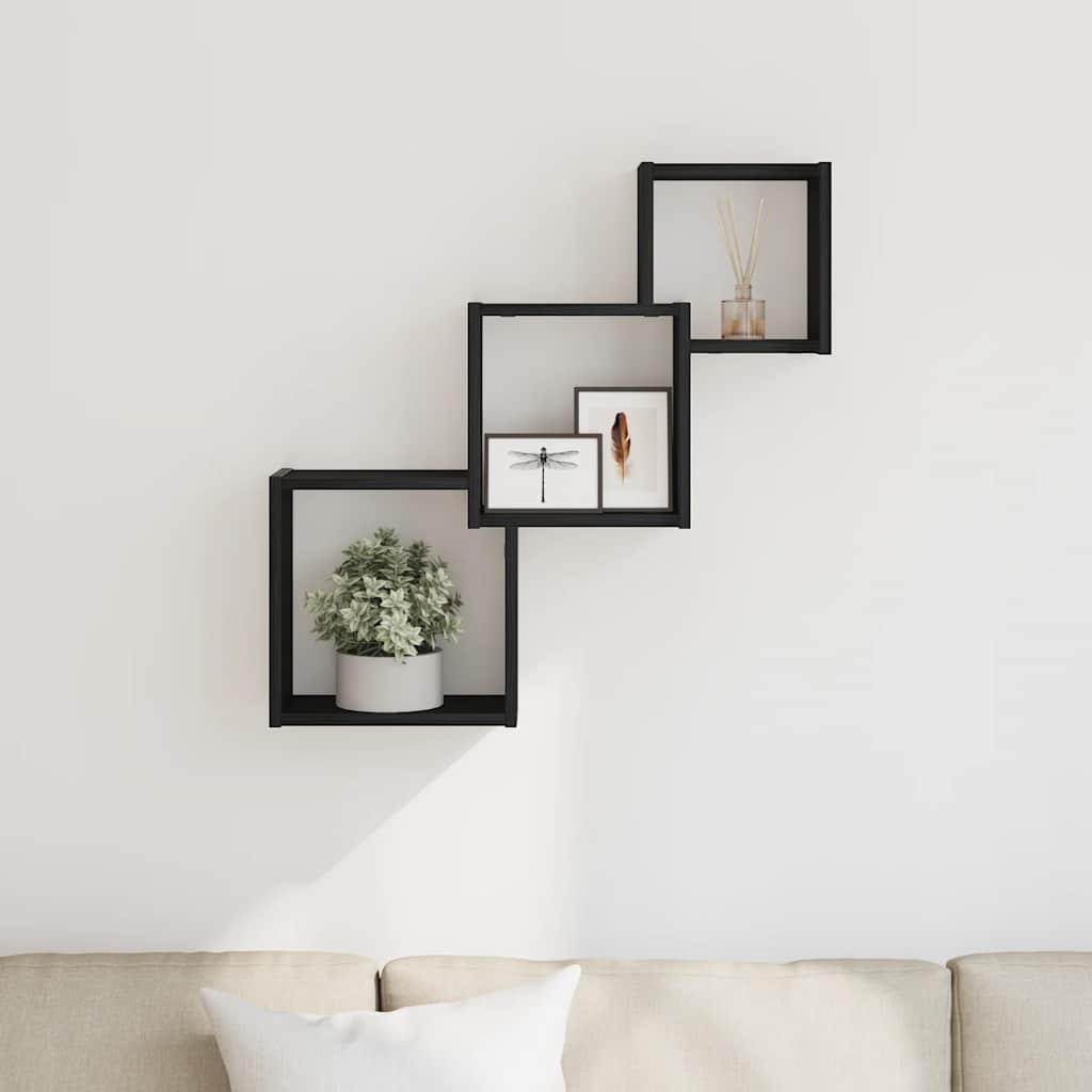 Cube Shelving Unit Black Oak Effect 68 x 15 x 68 cm Engineered Wood