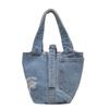 Large Capacity Tote Bag Phone Pockets Canvas Lunch Bag Personalize Denim Bucket Bag  Outdoor