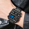 Dual Display Square Digital Men's Watch Fashion Square Electronic Wrist Watch Cool Stainless Steel Luminous Watch Dropship