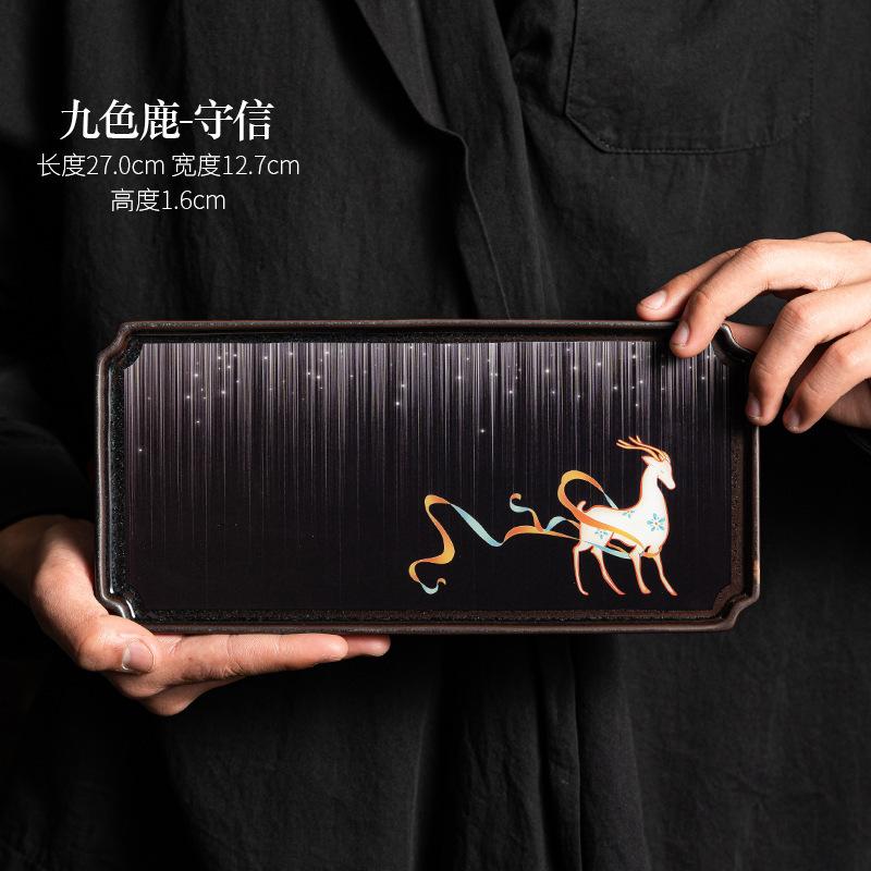 Chinese Landscape Rectangle Tea Tray Cake Rack Coffee Storage Board Teapot Base Dishes for Serving Chinese Tea Set Accessories
