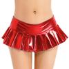 Womens Metallic Shiny Pleated Miniskirt Low Rise Skirt Nightclub Dance Performance Costume