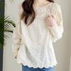 Lace Shirt Women's Long Sleeved Hollowed Out Plus Size Women's Shirt Autumn Design Sense Chic Top