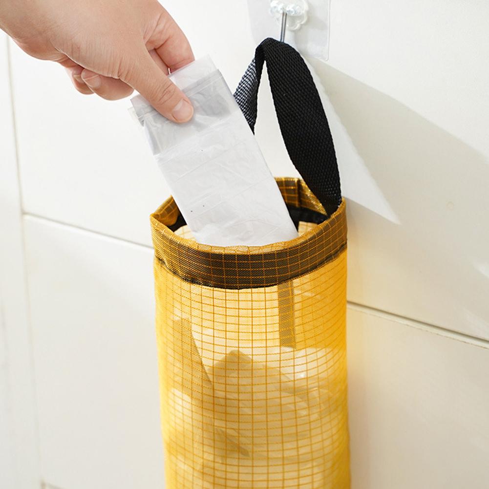 Home Grocery Bag Holder Wall Mount Plastic Bag Holder Dispenser Hanging Storage Trash Garbage Bag Kitchen Garbage Organizer