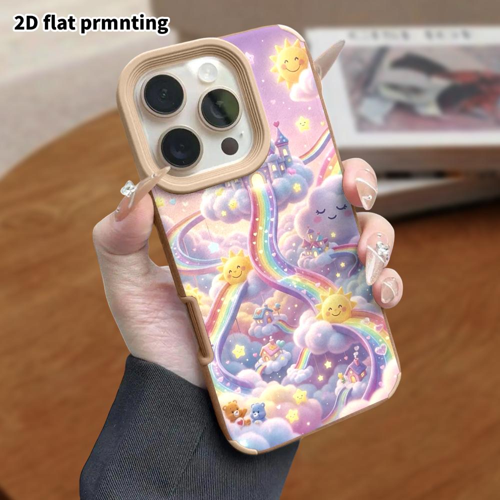 Phone Case: Lambskin 2D Flat Samsung Galaxy A34 A35 M05 M06 S20 S22 S21 FE Plus 5G Protective Case, Rainbow Castle, Christmas and Halloween Gift