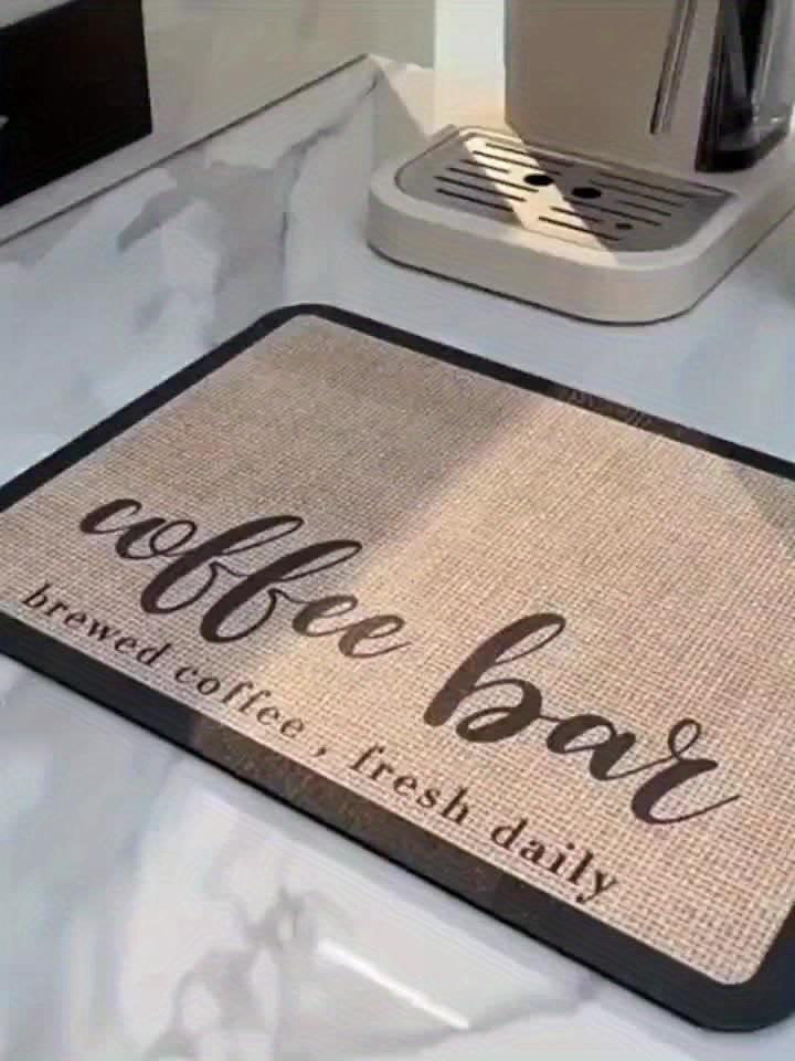 1Pcs Coffee  Printed Dish Rubber Drying Mat  For Coffee Shop Restaurant Kitchen Carpet Tableware Durable Diatom Mud Table Mat Pet Mat Coffeeware